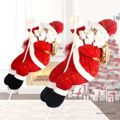 36/22CM Christmas Rope Climbing Santa Claus Christmas Scene Decoration Window Hanging Ornaments New Year Christmas Pendant Decor