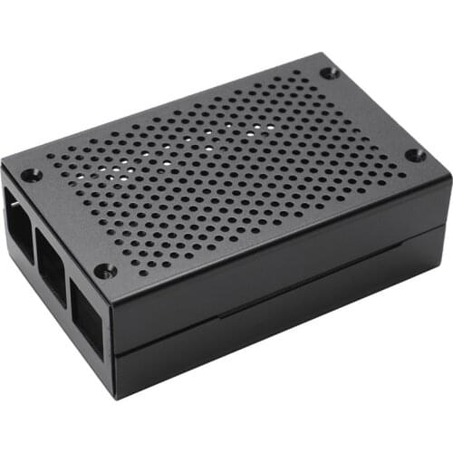 Retail Metal Enclosure Protective Box Shell Case Aluminum Alloy Case for Raspberry Pi 4(Black)