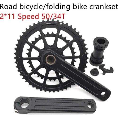 Road Bike Crankset CNC Cutting Bicycle Crankset Chainwheel 34/50T 170MM Bicycle Crankset Fixed Gear Folding Bike Crank Cycling
