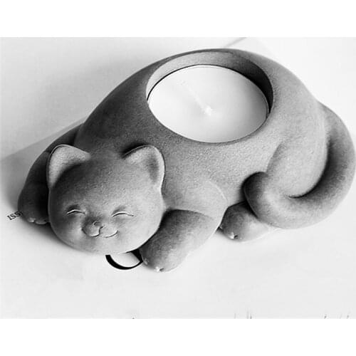 Silicone Cake Baking 3D Cat Sugar Craft Chocolate Molds Handmade Cement Resin Pot Candlestick Mould Candle Holder Tray Molds
