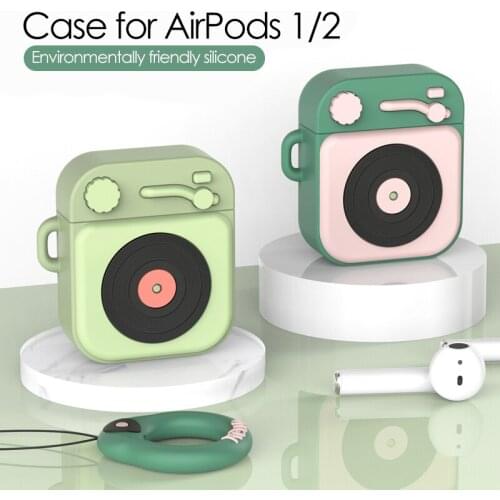 Retro 3D Phonograph Silicone Case For Airpods Wireless Headphone Protective Cover For Apple Air Pods 1 2 Bluetooth Earphone Box