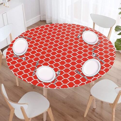 Table Cloth PVC Oil-proof Round Elastic Table Protector Elastic Tablecloth Dining Table Cover Cloth Textile Hotel Home Decor