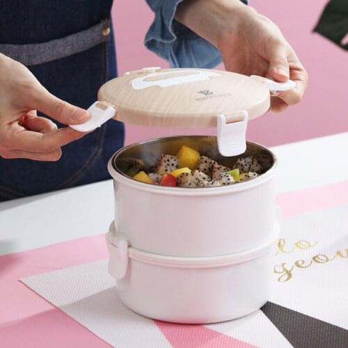 Japanese Style Thermo Insulated Thermal Food Container Bento Round Lunch Box Portable Food Container Round Bento Box Microwave