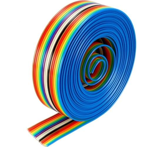UXCELL 1m 20P 26P 30P 40P 3m 16P Rainbow Color Jumper Wire Ribbon Flat Cable Breadboard DIY fit 1.27mm Spacing Pin Headers New