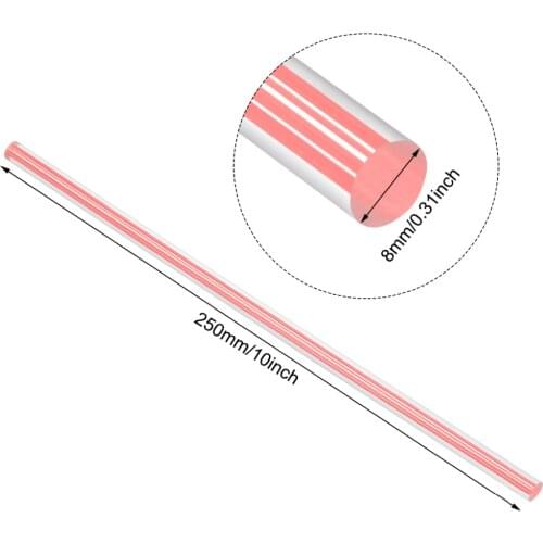 Uxcell 2pcs 8mmx250mm Pink/Dark Purple/White/Light Blue/Light Purple/Yellow Straight Line Solid Acrylic Round Rod PMMA Wand