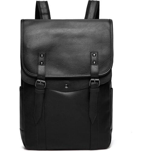 Vintage Laptop Backpack Men High Quality Waterproof PU Leather Backpack Man Fashion Men Bag Casual Travel Bags For Men