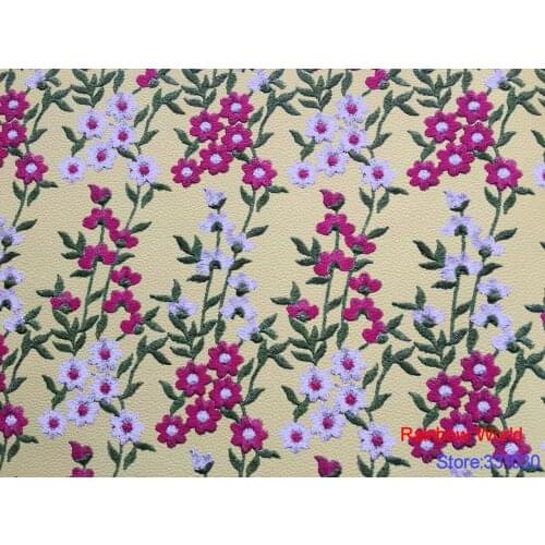 High Quality flower pattern Faux PU Leather fabric for DIY sewing sofa table shoes bags bed material(1 yard)