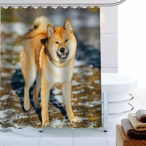 Custom Akita dog Shower Curtain Waterproof Fabric Bath Curtain 180X180cm Polyester Fabric Bathroom Curtain