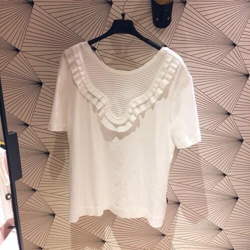 Patads French fashion simple Ruffle casual round neck short sleeve T-shirt spring and summer lady top t11677e