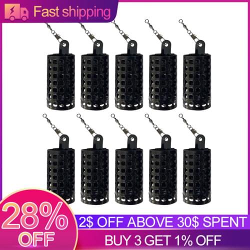 10pcs Square Fishing Bait Feeder Cages Holder Metal Lure Container Basket Carp Fishing Bait Feeder Lure Holder Trap Fishing Cage