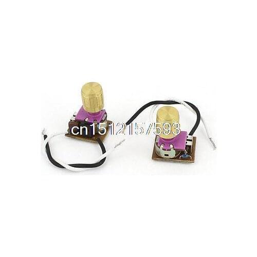 2Pcs AC220V 1-3A 2-Wire Gold Tone Rotatable Knob Desk Lamp Dimmer Switch
