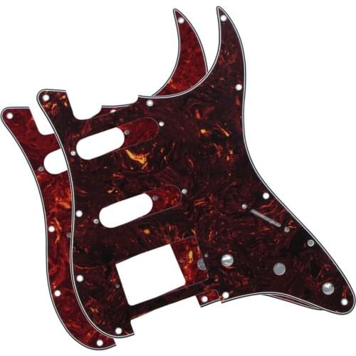 2pcs SSH Pickguard Strat Tortoise 4Ply Guitar Pickguards 11 Holes for FD ST Strat Guitar,Red Tortoise+Brown Tortoise Shell