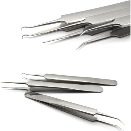 3Pcs Practical Acne Needle Tweezers Black Head Pimples Removal Pointed Bend Gib Head Face Care Tools Blackhead Acne Extractor