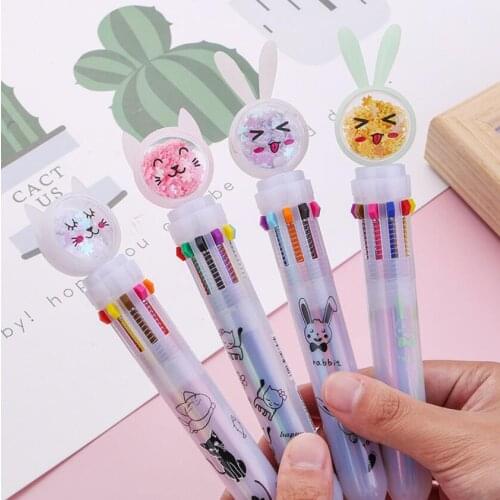 30 pcs/lot Long ears Rabbit Cat 10 Colors Ballpoint Pen Cute press ball pens School Office writing Supplies Stationery Gift