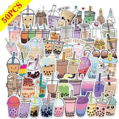 50PCS Summer Cute Flavored Drink Stickers PVC Kawaii Cartoon Beverage Decal sticker For Girl DIY Laptop Stationery Water Bottle