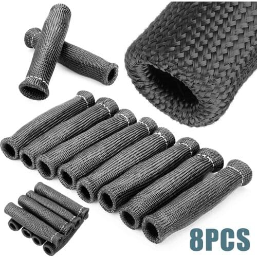 8pcs Black 2500 degree Universal Spark Plug Wire Boots Heat Shield Protector Sleeve For GM Chevy For Ford