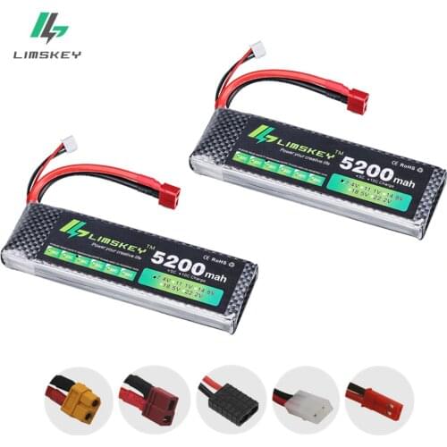 2pcs Limskey Power 7.4V 5200mAh Lipo Battery 30C 2S Battery 2S LiPo 7.4 V 5200 mAh 30C 2S 1P Lithium-Polymer Batterie For RC car