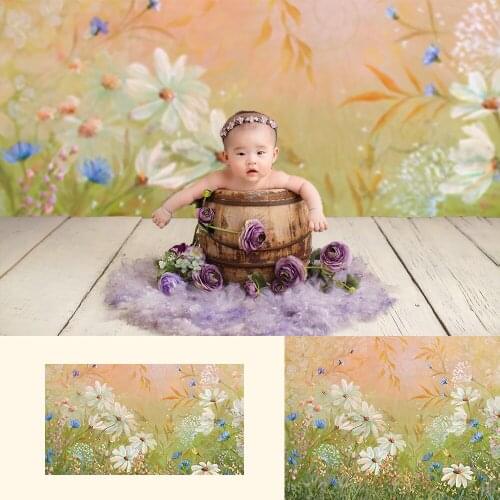 Photography backdrop newborn kids flower oil painting field background for flower photophone photo shoot portrait supplies video