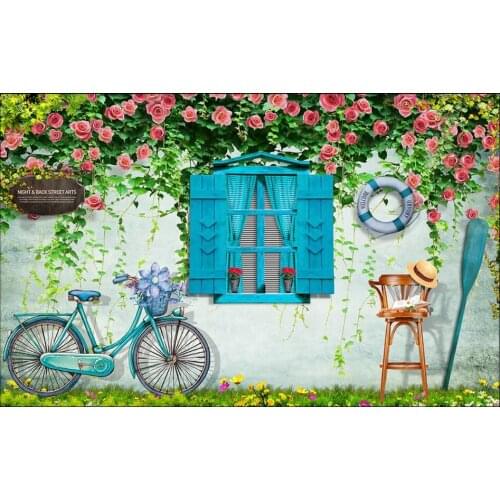 Custom photo wallpaper 3d mural on the wall Window rose flower brick wall home decor living room Wallpaper for walls in rolls