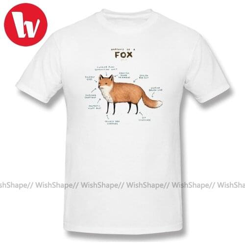 Birthday Fox T Shirt Anatomy Of A Fox T-Shirt Men Cartoon Print Cotton T Shirts Short Sleeve Casual Plus Size Music Tee Shirt