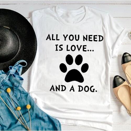 Women Graphic Dog Paw Pet Letter Cute Fashion Cartoon Casual Short Sleeve Summer Print Female Clothes Tops Tees Tshirt T-Shirt