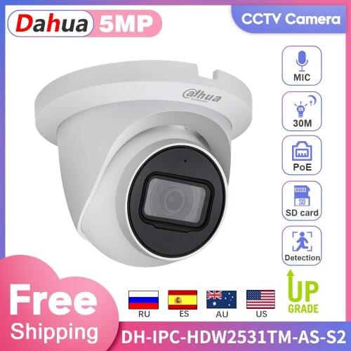 Dahua IP Camera 5MP Original Starlight Video IPC-HDW2531TM-AS-S2 Surveillance Cameras POE IR IVS SD Card Built-in Mic Action Cam