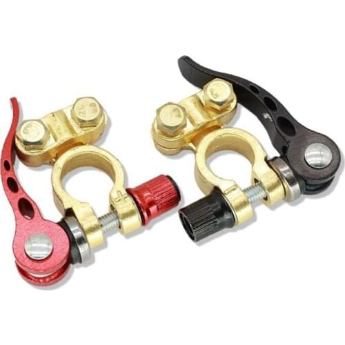 1 Pairs Quick Release Battery Terminal Connectors Quick Disconnect Terminals Brass Clamps Cover for Top Post Battery LX0E