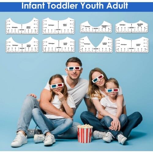 8PCS T-shirt Guide Ruler V-neck Alignment Tool DIY T-shirt Design Sewing Ruler Suitable For Adults, Teenagers And Children