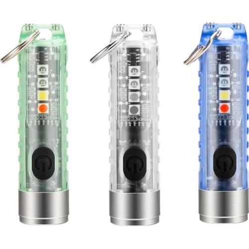 Powerful Mini LED Flashlight Keychain Bright Torch USB Rechargeable Pocket Light K0AB