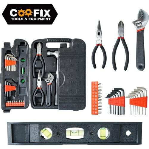 COOFIX 130PCS Hand Tool Set General Household Repair Hand Tool Kit with Plastic Toolbox Electrician Wire Cutter Set