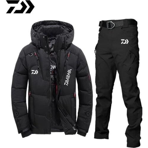 New Daiwa Fishing Jacket Waterproof Windproof Warm Thick Pants Fishing Clothes Sports Fishing Suit Winter Men Fishing Wear