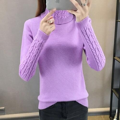 Autumn Winter Knitted Jumper Tops turtleneck Pullovers Casual Sweaters Women Shirt Long Sleeve Tight Sweater Girls