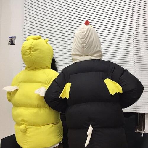 Women Coat Autumn Winter Ins Waving Wings Bubble Coats Couple Thicked Warm Cotton Coats Kawaii Cute BTS Hooded Parkas