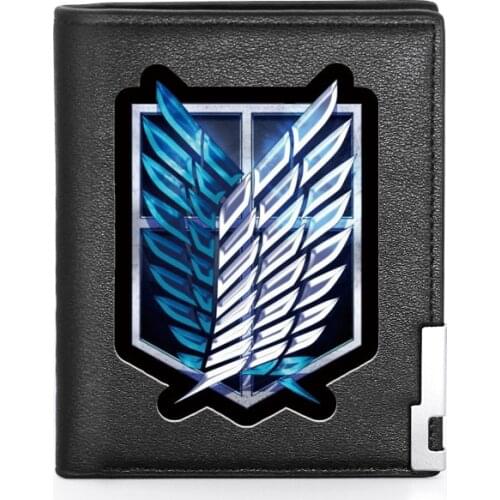 Personalized Attack on Titan Printing Mens Wallet Leather Purse For Men Credit Card Holder Short Slim Wallet Pocket