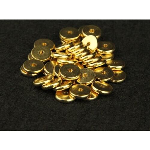 50pcs/lot Gold Color Flat Copper Seed Beads 4mm 5mm 6mm 7mm 8mm 10mm Flat Loose Spacer Beads for DIY Bracelets Jewelry Making