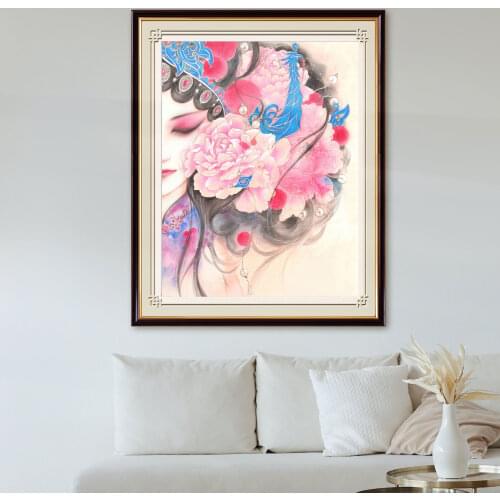 Full Square Round Resin Diamond Painting 5D DIY Drama Diamond Embroidery Woman Portrait Mosaic Handicraft Art Kits Home Decor