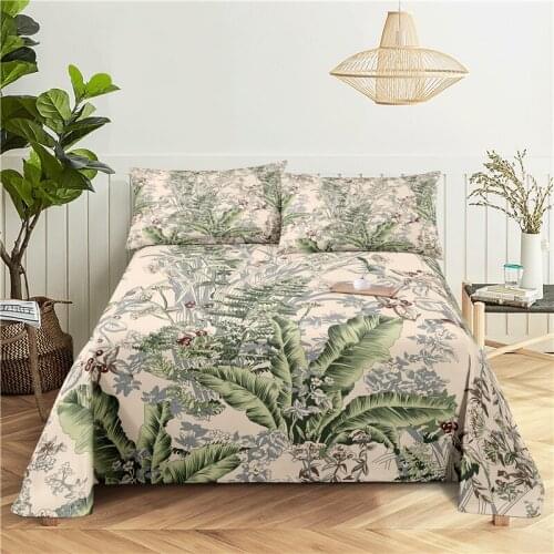 Rattan 0.9/1.2/1.5/1.8/2.0m Digital Printing Polyester Bed Flat Sheet With Pillowcase Print Bedding Set