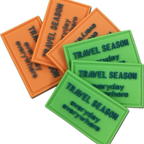 Hand Made Rubber Labels For Clothing Travel Season Free Stlye Luggage Pvc Silicone Tags For Bag Handmade Sewing Label Handwork