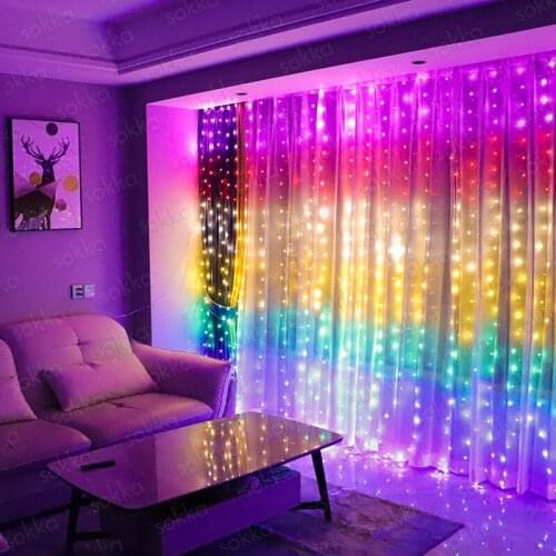 LED rainbow copper wire light curtain light USB remote control background wall decoration Christmas atmosphere decoration light