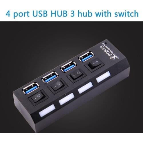 USB Hub 3.0 USB 2.0 Hub Splitter 4 Multi Port Expander With ON/OFF Switch USB Hab High Speed Adapter For PC Computer Car