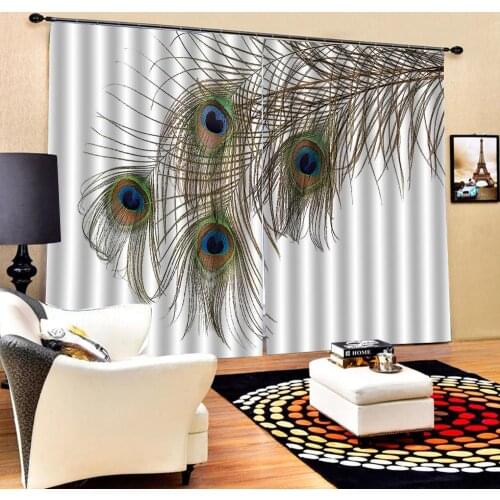 Blackout curtain peacock feather curtains for bedroom Curtain office Bedroom 3D Window Curtain Luxury living room decorate