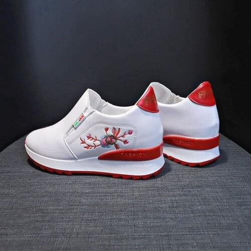 Leather Hidden Heel White Shoes Womens Summer Casual Hollow Sneakers Womens Shoes