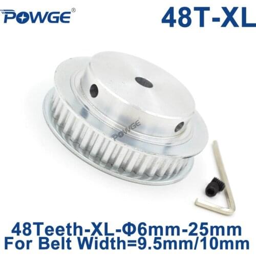 POWGE 48 Teeth XL Timing pulley Bore 6/8/10/12/14/15/16/18/19/20/25mm for width 10mm XL Synchronous Belt Wheel Gear 48teeth 48T