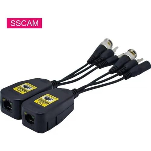 1 Pairs Full HD 8MP Video Balun BNC Transceiver to RJ45 Connector Converter Supply Passive Transceiver for 2MP 8MP AHD Cameras