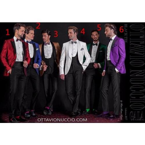2017 Latest Coat Pant Design Italian Gold White Purple Men Suit Slim Fit 3 Piece Tuxedo Custom Suits Prom Blazer Terno Masuclino