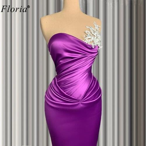 2020 Newest Purple Prom Dresses Mermaid Strapless Sexy Cocktail Dresses Floor Length Wedding Party Dresses Women Party Night