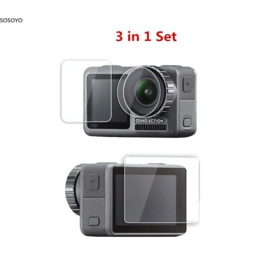 3 in 1 Tempered Glass Screen Protective film Lens Protector Film Set For DJI Osmo Action Sport Camera Accessories