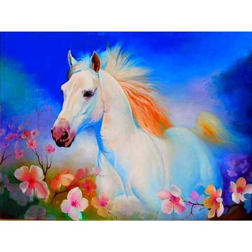 3D Diamond Embroidery Cross Stitch Horse Diamond Painting Full Square Animal Diamond Mosaic Flower Rhinestones Picture Handmade