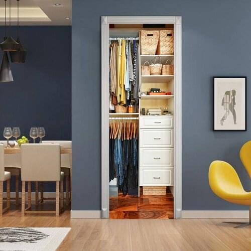 3D creative wardrobe door stickers wall stickers self-adhesive waterproof removable