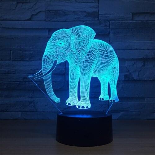 3D LED Night Light Ivory Elephant Puzzle Action Figure 7 Colors Touch Optical Illusion Table Lamp Home Decoration Model